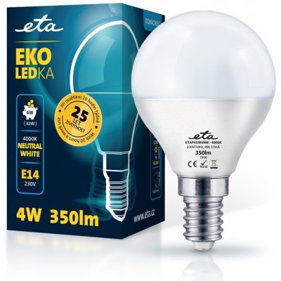 Eta EKO LEDka mini globe 4W, E14, neutrální bílá – Hledejceny.cz