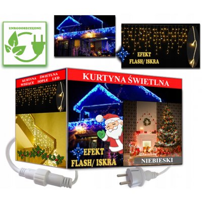SVĚTELNÝ ZÁVĚS SOPLE 500 LED VENKOVNÍ MODRÝ + FLASH – Hledejceny.cz