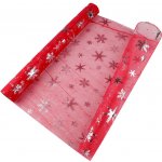 Prima-obchod Vánoční organza s vločkami šíře 50 cm, barva 2 červená stříbrná – Sleviste.cz