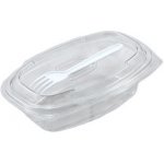 ECOFOL Plastová miska PET 350ml 175x115x50 mm s int. víčkem a vidličkou oválná SL-1735W kr1/400 ks – Hledejceny.cz