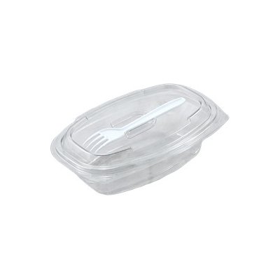 ECOFOL Plastová miska PET 350ml 175x115x50 mm s int. víčkem a vidličkou oválná SL-1735W kr1/400 ks – Hledejceny.cz