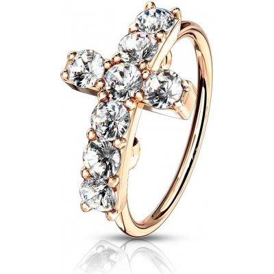 Šperky4U piercing do nosu kroužek s křížkem N0120-RDC – Zboží Dáma