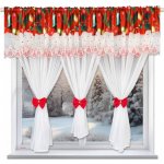 Fliying Sada záclon s vánočním motivem L 695 bílá/červená, 400 x 150 cm – Zboží Dáma