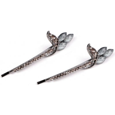Sponky do vlasů / pinetky s broušenými kamínky Varianta: modrošedá, Balení: 2 ks – Hledejceny.cz