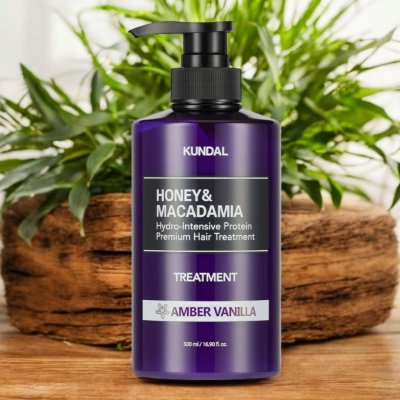 Kundal Honey & Macadamia Treatment kůra na vlasy Amber Vanilla 500 ml – Zboží Dáma