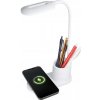 Baterie pro bezdrátové telefony AppleMix Stolní lampička + bezdrátová nabíječka / nabíjecí podložka Qi + stojánek na tužky - bílá