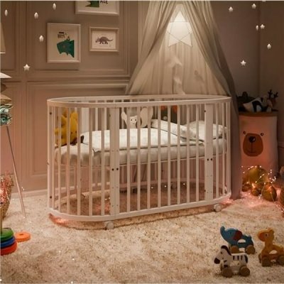 New Baby rostoucí postýlka 3v1 oválná + matrace bílá – Sleviste.cz