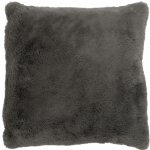 J-Line by Jolipa Tmavě šedý chlupatý polštář Cutie 57x52x4,5 – Sleviste.cz