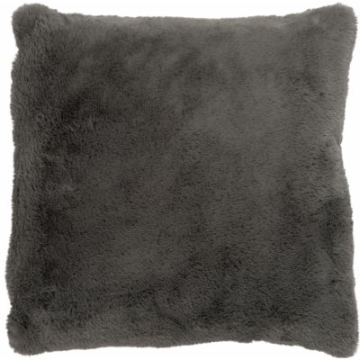 J-Line by Jolipa Tmavě šedý chlupatý polštář Cutie 57x52x4,5 – Sleviste.cz