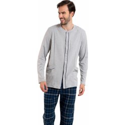 Italian Fashion Jakub pánské pyžamo dlouhé propínací šedé