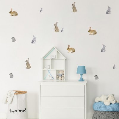 Funlife Samolepky na zeď pro děti králíci 9 x 17 cm – Zboží Mobilmania