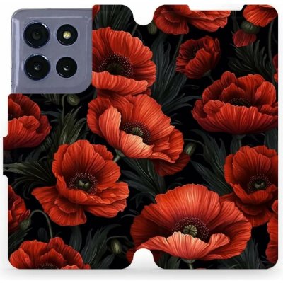 Mobiwear Flipové Motorola Moto G86 5G VP45S Temné červené květy – Zboží Živě