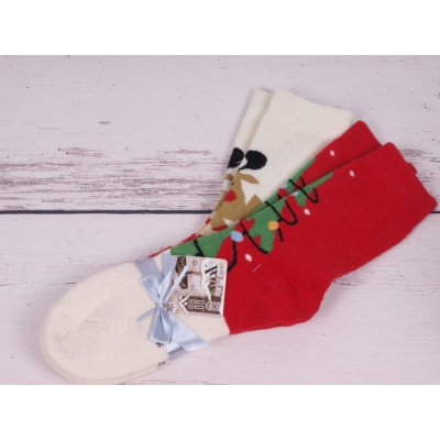 Soxx Dárková sada teplých vánočních ponožek 2 páry šsmetanové a červené – Zboží Mobilmania