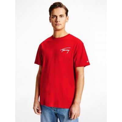 Tommy Jeans pánské červené tričko SIGNATURE