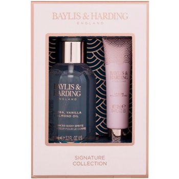 Baylis & Harding Jojoba, Vanilla & Almond Oil Signature Collection tělový spray Jojoba, Vanilla & Almond Oil 95 ml + lesk na rty 12 ml dárková sada