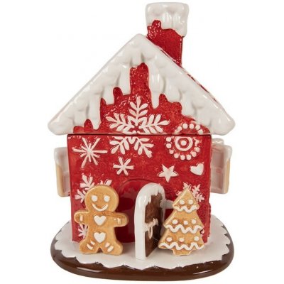 Clayre & Eef Červená keramická dóza perníková chaloupka 22 x 28 cm – Hledejceny.cz