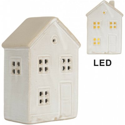 Béžový keramický svítící LED domek - 8*5*12 cm - Clayre & Eef – Hledejceny.cz