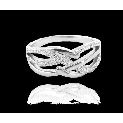 MINET Luxusní stříbrný prsten s bílými zirkony JMAN0049SR63