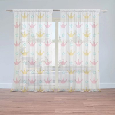 Záclony Růžové korunky na bílé: 2 ks - 150x250 cm - Sablio – Hledejceny.cz