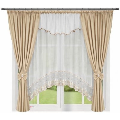 Fliying Dekorační sada záclon se závěsem L 595 béžová/bílá 400x160 cm – Hledejceny.cz