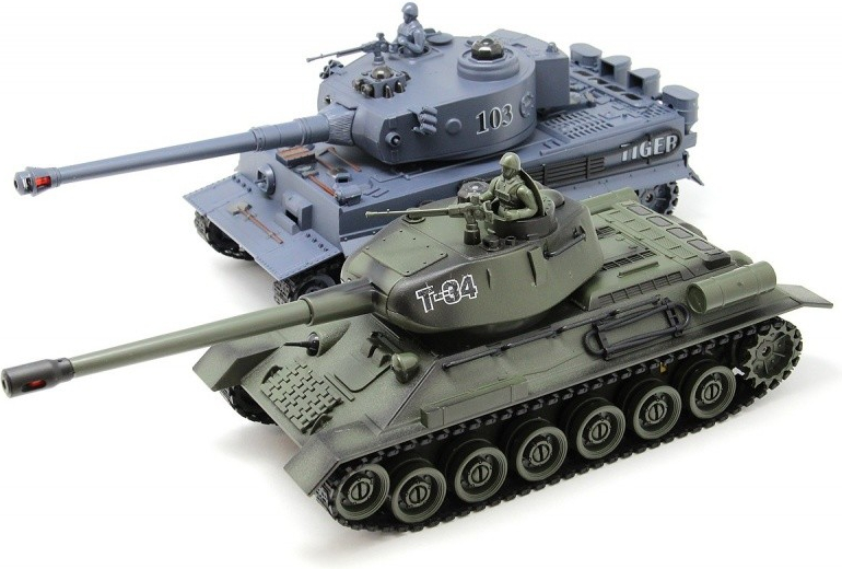 IQ models Tiger I vs. T34/85 sada bojujících tanků 2,4 GHz RC 65781 RTR 1:10