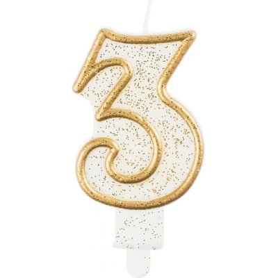 Godan Dortová svíčka číslo 3 zlatá – Zboží Dáma