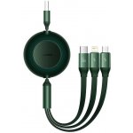 Baseus CAMJ0106 Bright Mirror 2 zatahovací 3v1 USB typu A - micro USB + Lightning + USB typu C 66W, 1,1m, zelený – Zboží Živě