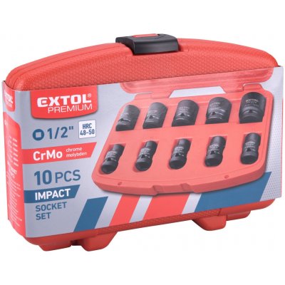 Hlavice nástrčné rázové 10 ks 1/2" - EXTOL PREMIUM – Zboží Mobilmania