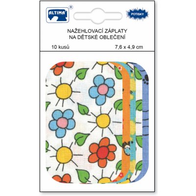 Nažehlovací záplaty s potiskem malé 10 ks - kytičky červené + mix – Zboží Dáma