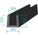 00535015 Pryžový profil tvaru "U", 15x15/10mm, 70°Sh, EPDM, -40°C/+100°C, černý – Zbozi.Blesk.cz