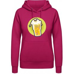 AWDis Hoodie mikina Design Smrtka v pivní sklenici Svůdná růžová