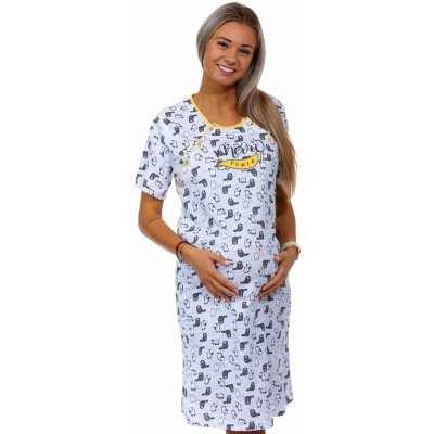 Žlutá i šedá kočičí kojící a těhotenská košilka na knoflíky POWER 1C3214 šedá – Zboží Dáma