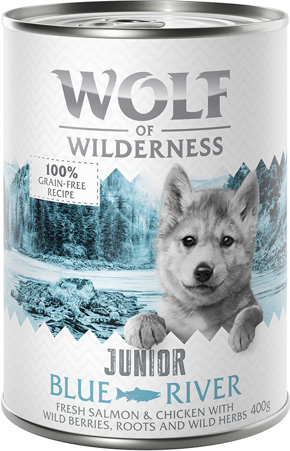 Little Wolf of Wilderness Blue River Junior Kuřecí a losos 6 x 400 g