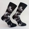 Trepon české ponožky MOZART černobílé s kočkami a pejsky s nesvírajícím ruličkovým lemem