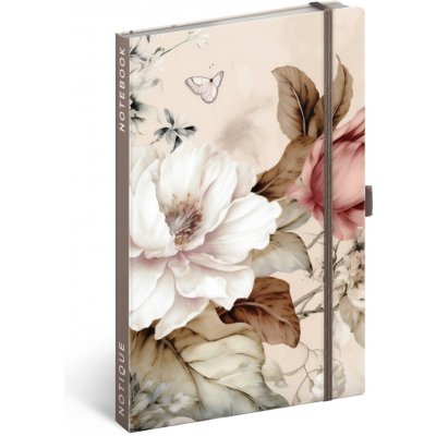 Presco NOTIQUE Notes Pudrové květy linkovaný 13 x 21 cm – Zboží Živě