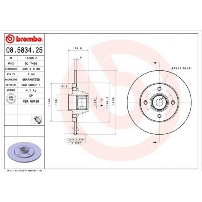 Brzdový kotouč BREMBO 08.5834.25