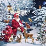 Ubrousek 33x33cm Santa v zimě a zvířátka – Hledejceny.cz