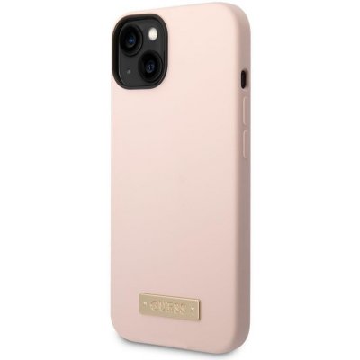 Pouzdro Guess silikonové s podporou MagSafe iPhone 14 Plus - růžové