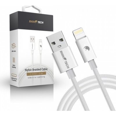 RhinoTech kabel s nylonovým opletem USB-A na Lightning 2,4A 2M bílá (5ks set) – Zbozi.Blesk.cz