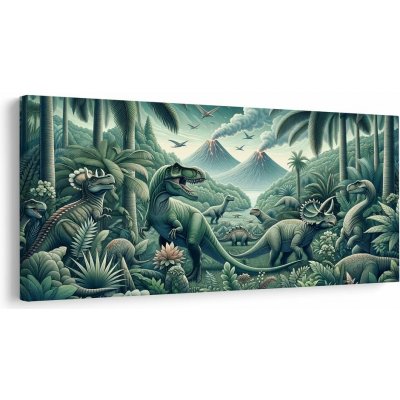 Obraz pravěký svět dinosaurů v džungli - 140x70 – Hledejceny.cz