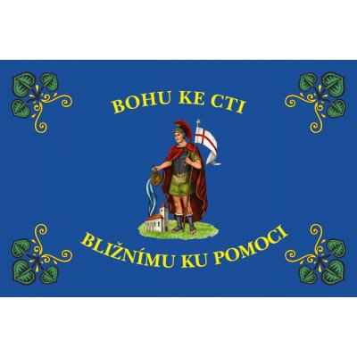Hasičská vlajka s Floriánem - modrá - 80x120cm Easyflag - tunel, karabina – Hledejceny.cz