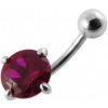 Piercing Šperky4U stříbrný piercing do pupíku tmavě růžový zirkon BP01017-F