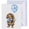 Přání Wrendale Designs Dárková kartička Wrendale Designs "Sausage Dog Blue" - Jezevčík v modré