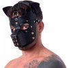 SM, BDSM, fetiš 665 Bondage Pup Hood All Black černá psí maska z eko kůže