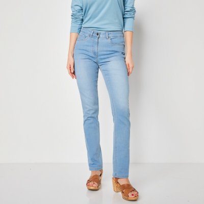 Blancheporte Strečové rovné džíny sepraná modré