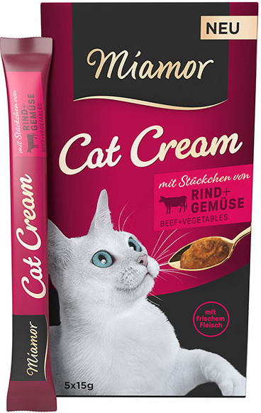 Miamor Cat Snack Rind & Gemuse Cream krém s hovězím a zeleninou pro kočky 6 x 15 ml