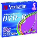 Verbatim DVD-R 4,7GB 16x, Advanced AZO+, slimbox, 5ks (43557) – Sleviste.cz