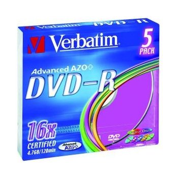 Verbatim DVD-R 4,7GB 16x, Advanced AZO+, slimbox, 5ks (43557)