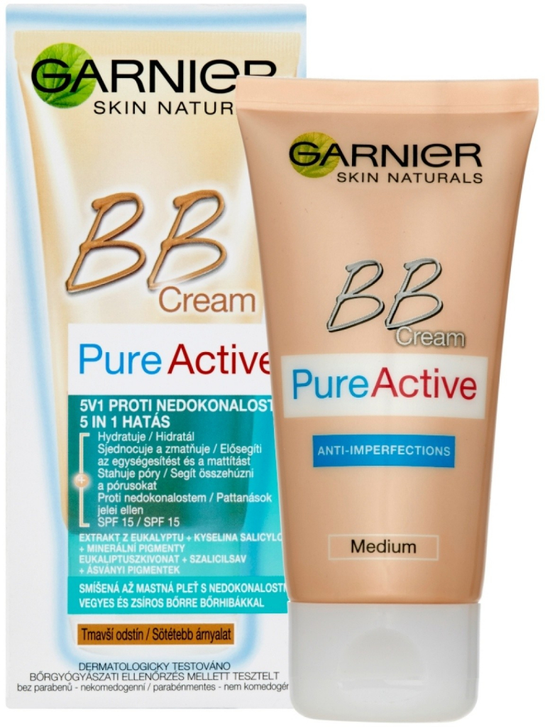 Garnier Pure Active BB krém proti nedokonalostem 5v1 SPF15 medium 50 ml od  209 Kč - Heureka.cz