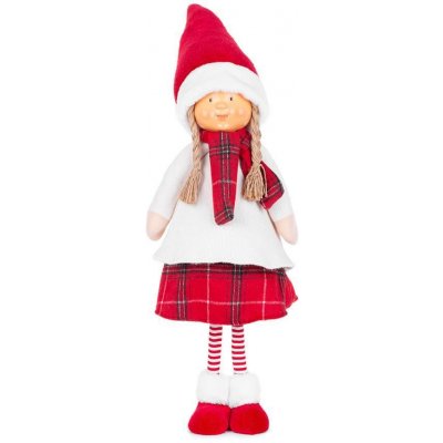 MagicHome Vánoční figurka Holčička s červenou šálou látka červená a bílá 31x18x90 cm – Hledejceny.cz